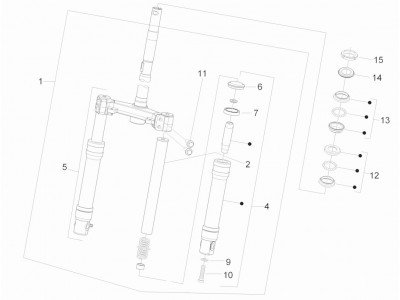 Πιρούνι/σωλήνας τιμονιού - Σύνολο εδράνων ζεύξης
